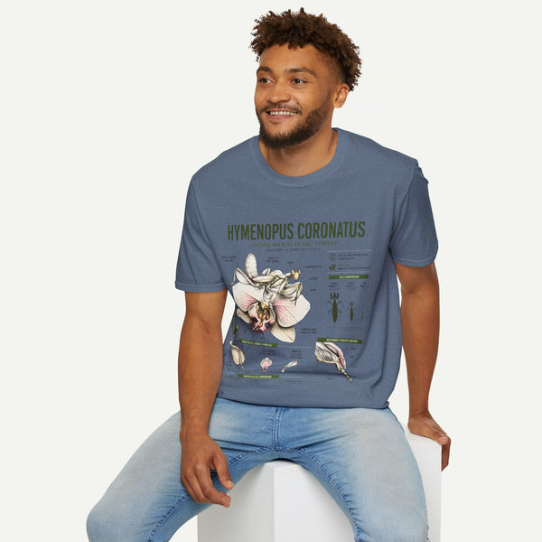 Mantis Anatomy Tee — Hymenopus Coronatus Orchid Mantis Illustration