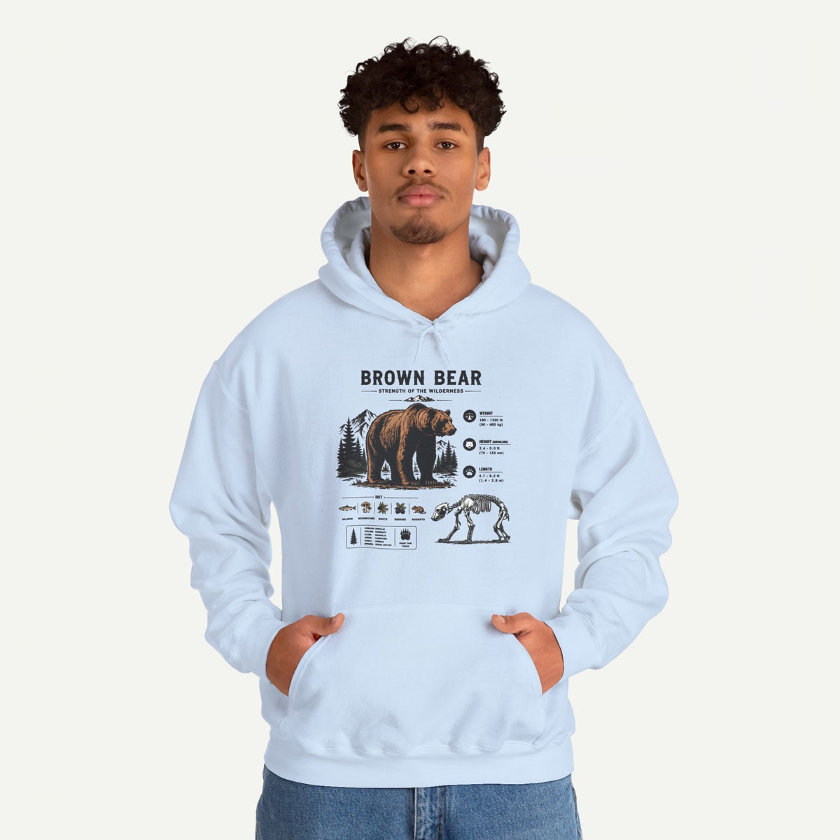 Brown Bear Anatomy Hoodie — Vintage Wildlife Graphic Sweatshirt