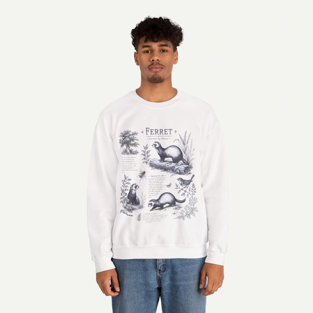 Ferret Anatomy Crewneck Sweatshirt — Vintage Wildlife Graphic