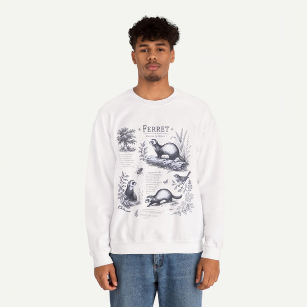 Ferret Anatomy Crewneck Sweatshirt — Vintage Wildlife Graphic