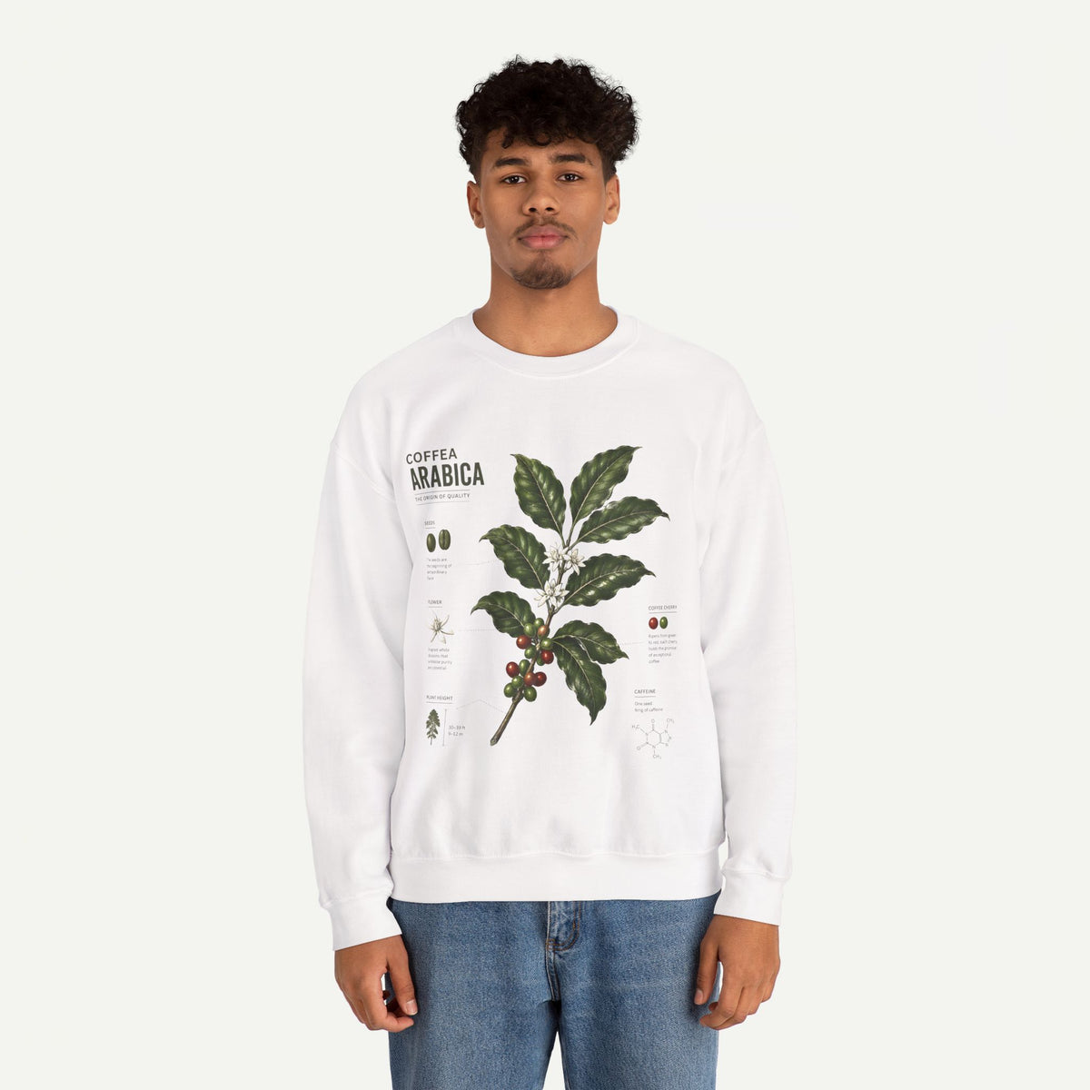 Coffee Arabica Botanical Print  Crewneck Sweatshirt