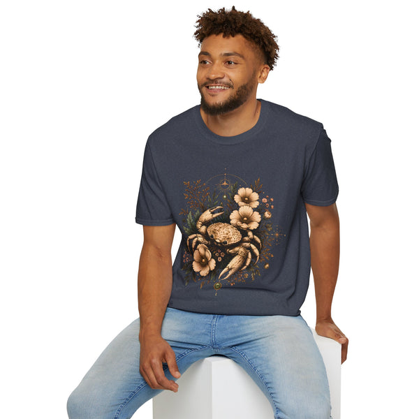 Floral Crab Tee — Vintage Coastal Crab & Wildflower Graphic T-Shirt