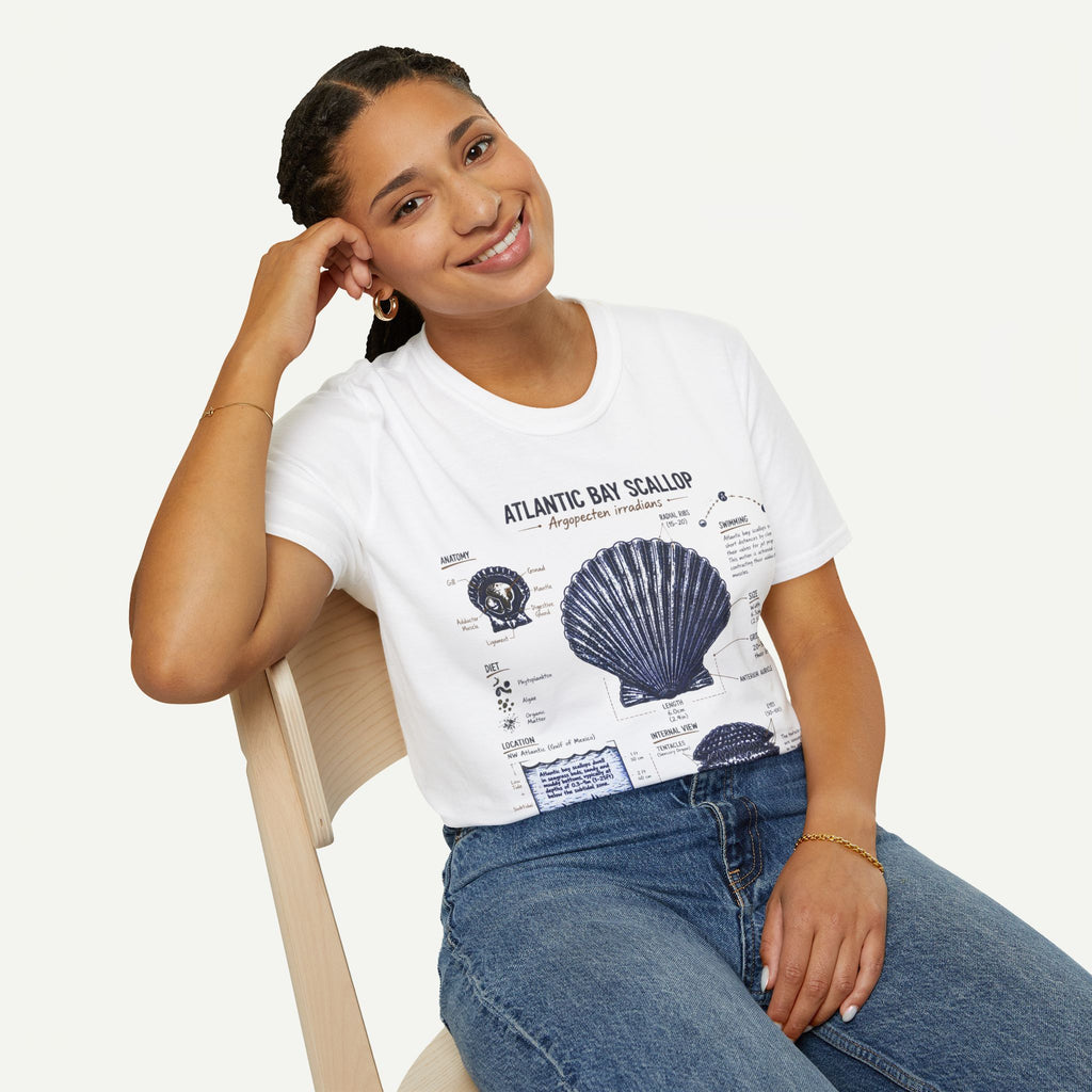 Scallop Shell Anatomy T‑Shirt — Atlantic Bay Scallop Illustration Tee
