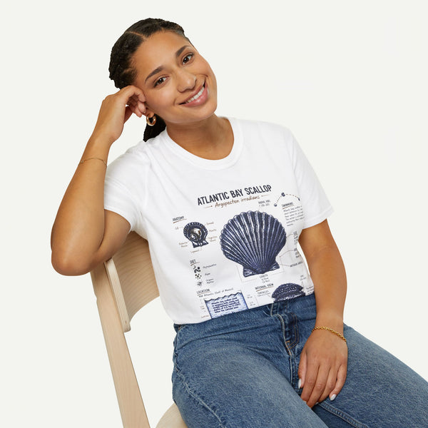 Scallop Shell Anatomy T‑Shirt — Atlantic Bay Scallop Illustration Tee