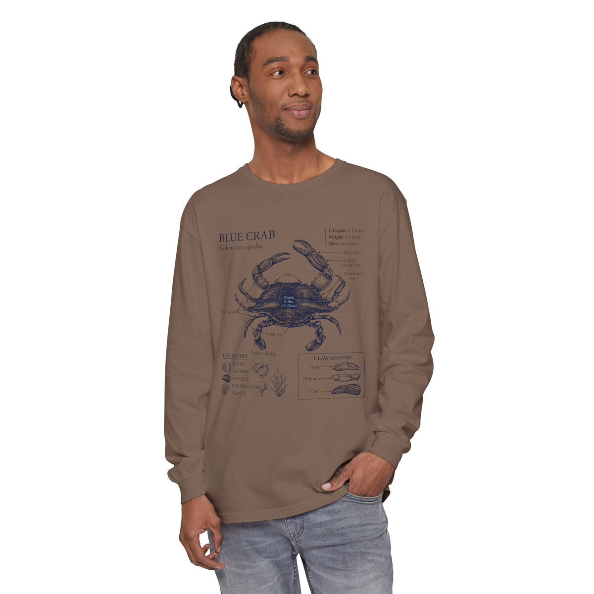 Blue Crab Anatomy Long Sleeve Tee