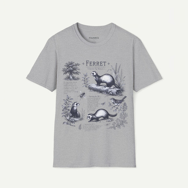Ferret Vintage Anatomy T-Shirt — Botanical Wildlife Tee