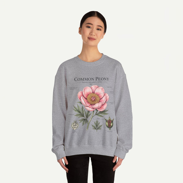 Peony Botanical Sweatshirt — "Common Peony" Floral Crewneck