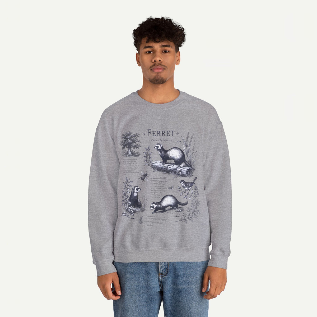 Ferret Anatomy Crewneck Sweatshirt — Vintage Wildlife Graphic