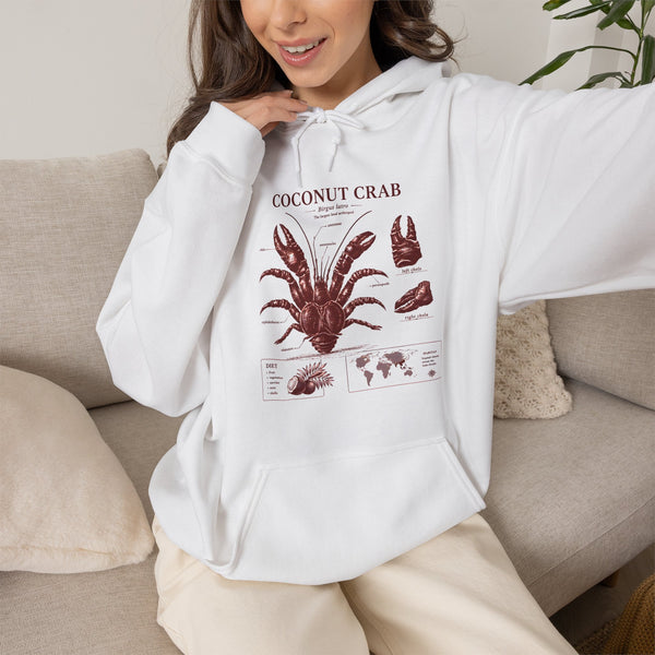 Coconut Crab Anatomy Hoodie — Vintage Botanical & Marine Study Print