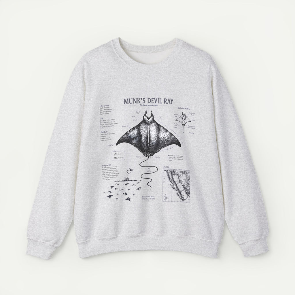 Munk’s Devil Ray Anatomy Sweatshirt — Vintage Marine Biology Graphic Crewneck