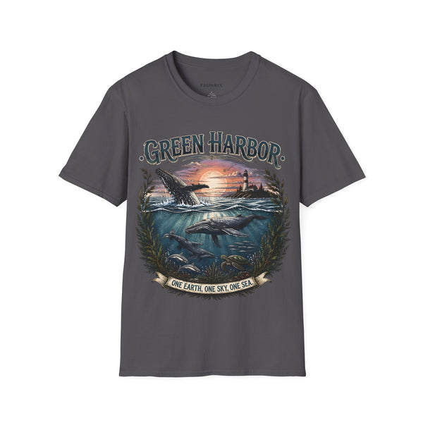 Green Harbor Sunset Whale T-Shirt