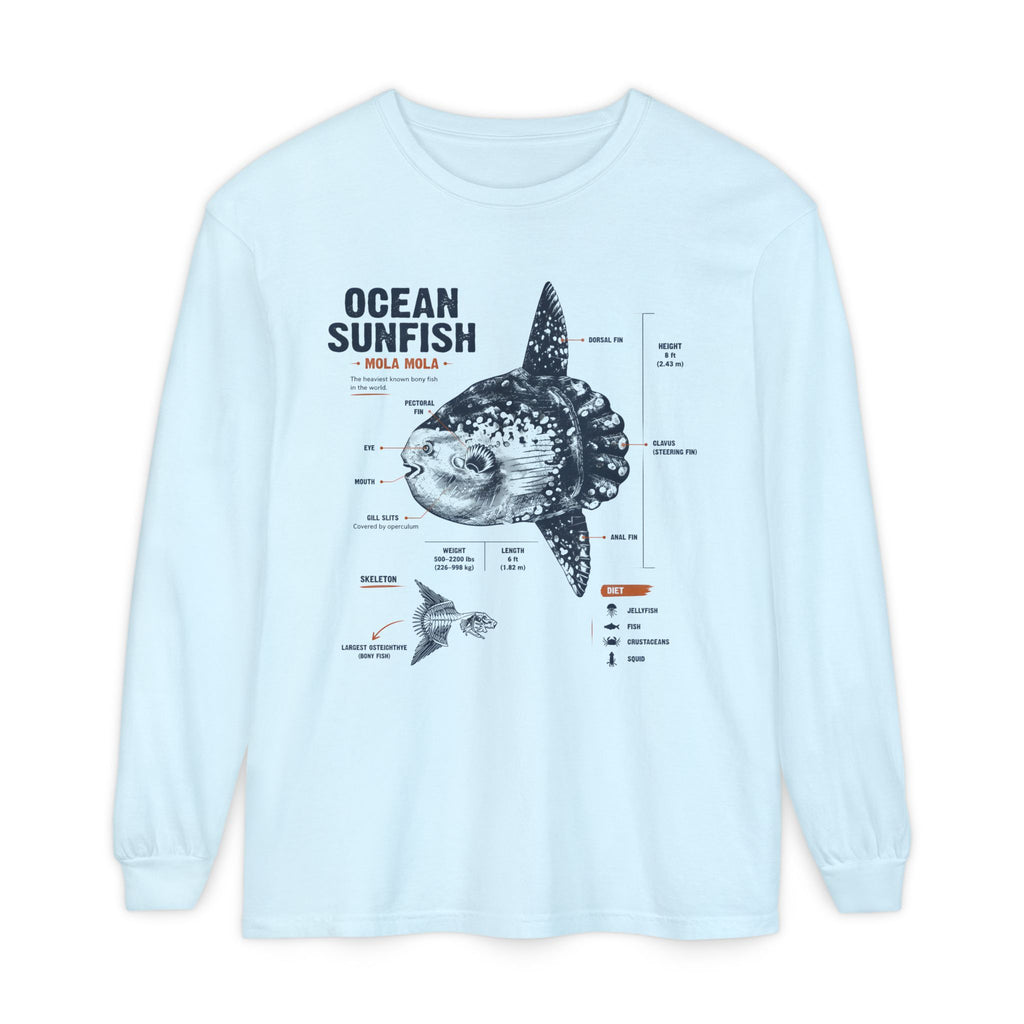 Sunfish Anatomy Long Sleeve Tee — Ocean Sunfish Diagram Shirt