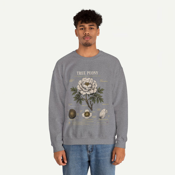 Tree Peony Botanical Sweatshirt — Vintage Flower Anatomy Crewneck