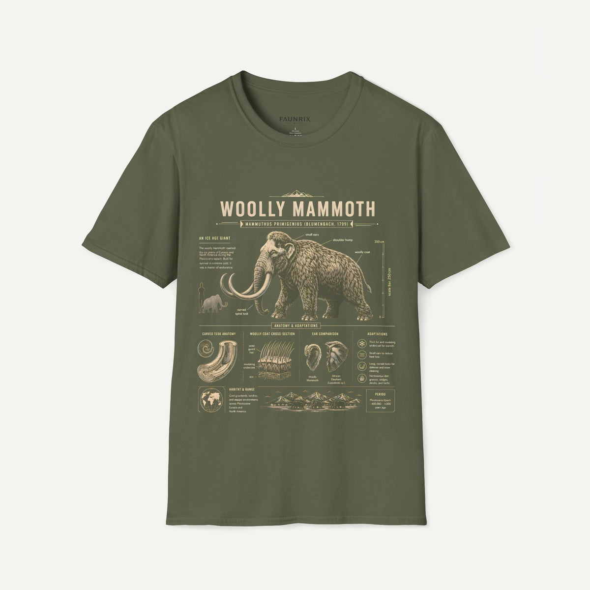 Woolly Mammoth Anatomy T-Shirt — Vintage Ice Age Graphic Tee