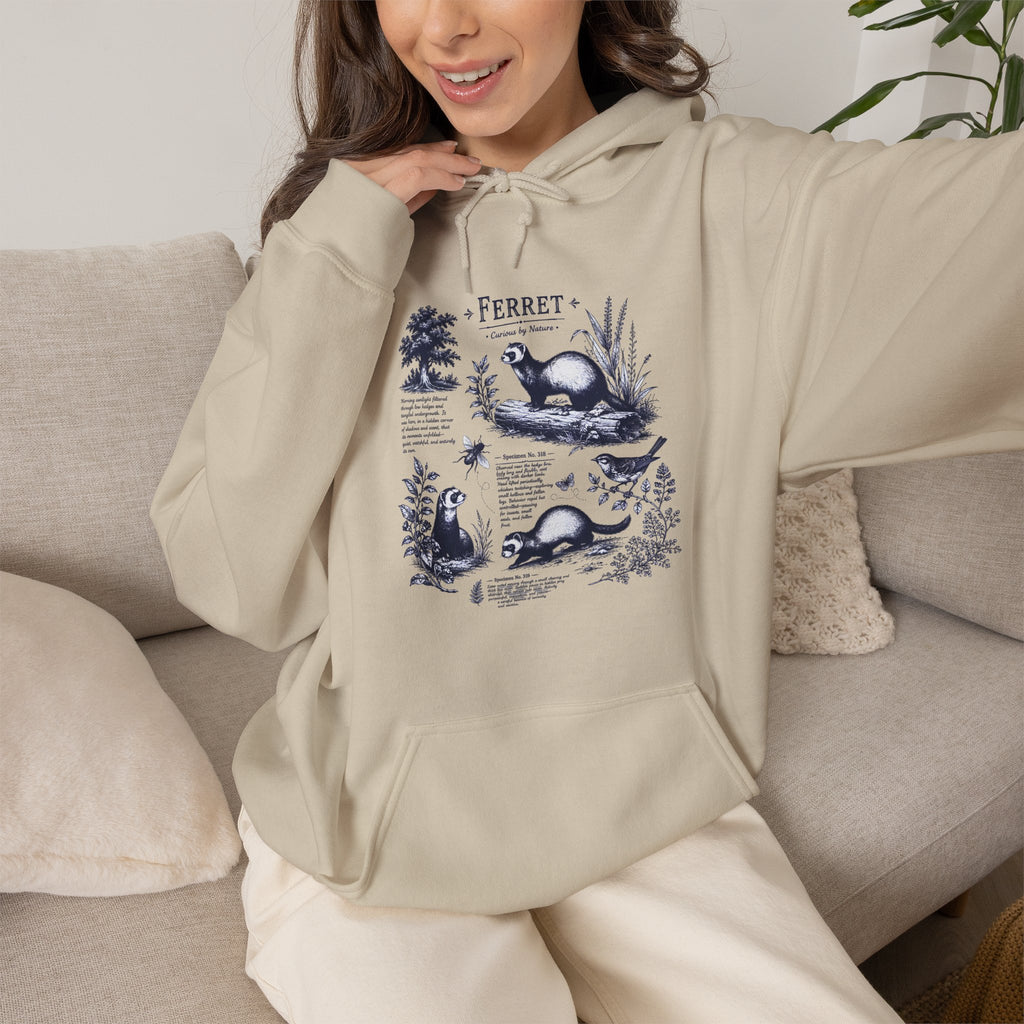 Ferret Vintage Illustration Hoodie — Retro Wildlife Graphic Sweatshirt