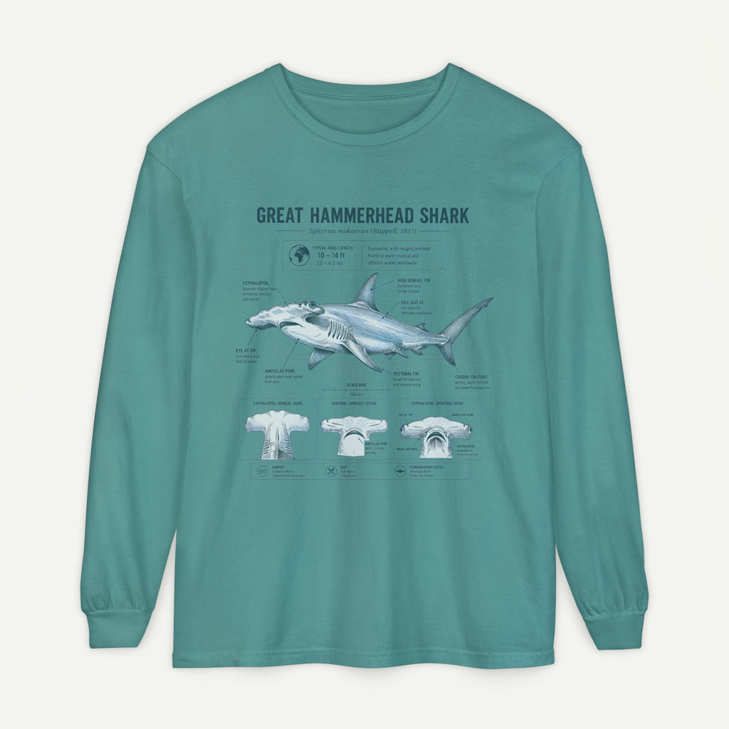 Great Hammerhead Shark Anatomy Long Sleeve Tee