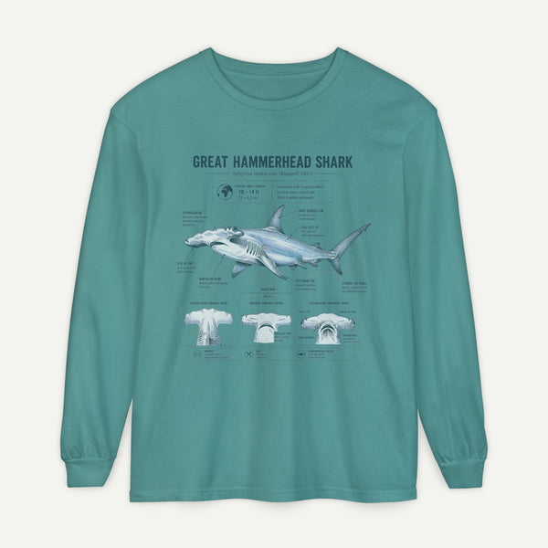 Great Hammerhead Shark Anatomy Long Sleeve Tee