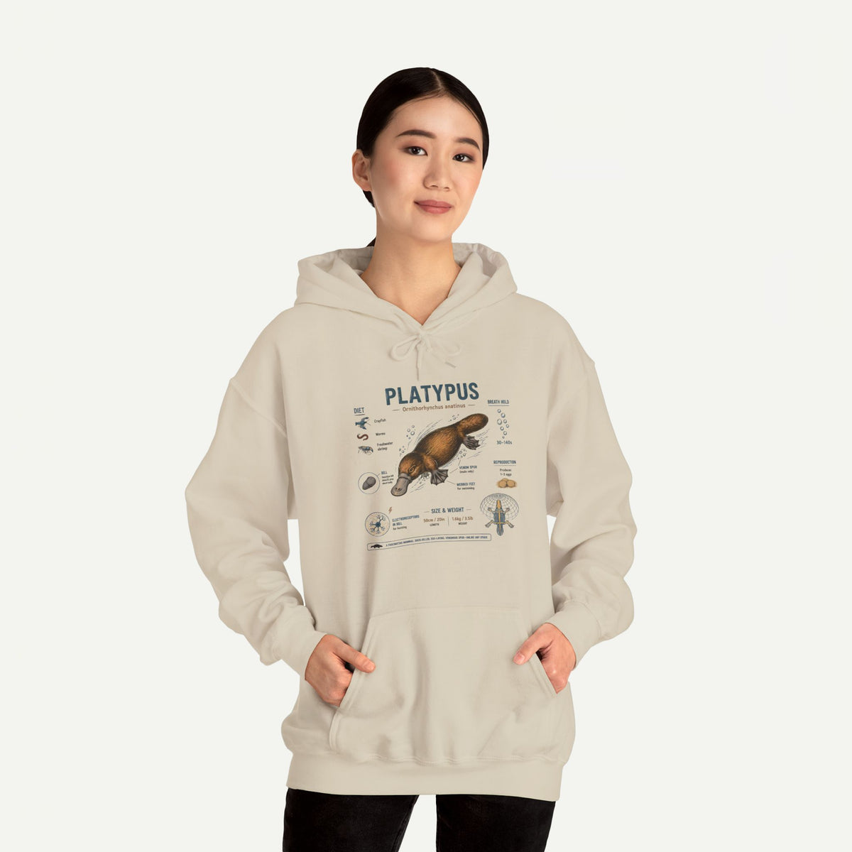 Platypus Anatomy Hoodie — Scientific Illustration Pullover for Nature Lovers