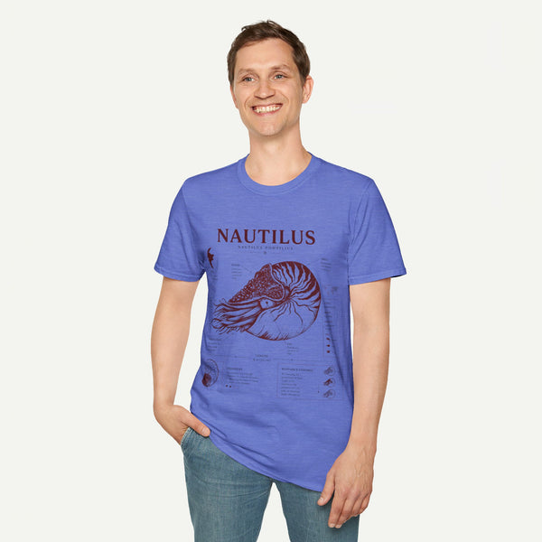 Nautilus Shell  Anatomy Graphic T-Shirt — Vintage Marine Biology Illustration