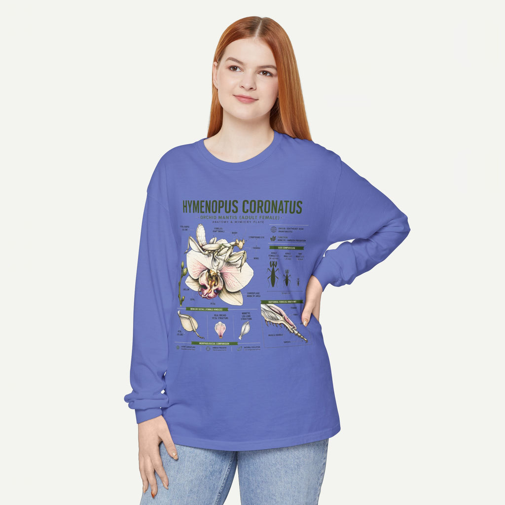 Hymenopus Coronatus Orchid Mantis Illustration Long Sleeve Tee