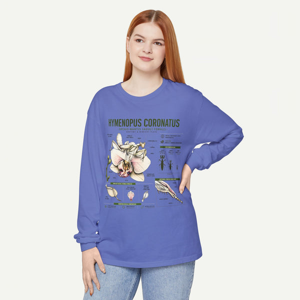 Hymenopus Coronatus Orchid Mantis Illustration Long Sleeve Tee