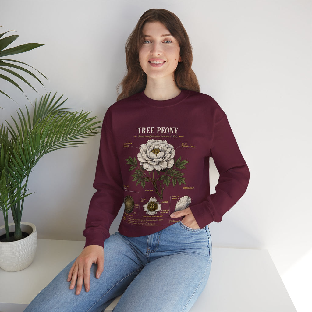 Tree Peony Botanical Sweatshirt — Vintage Flower Anatomy Crewneck