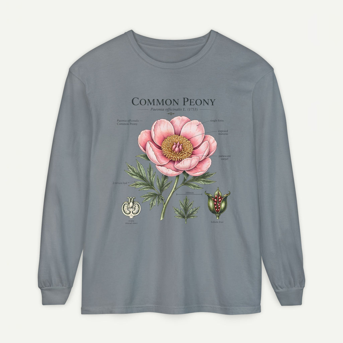 Botanical 'Common Peony' Long Sleeve Tee