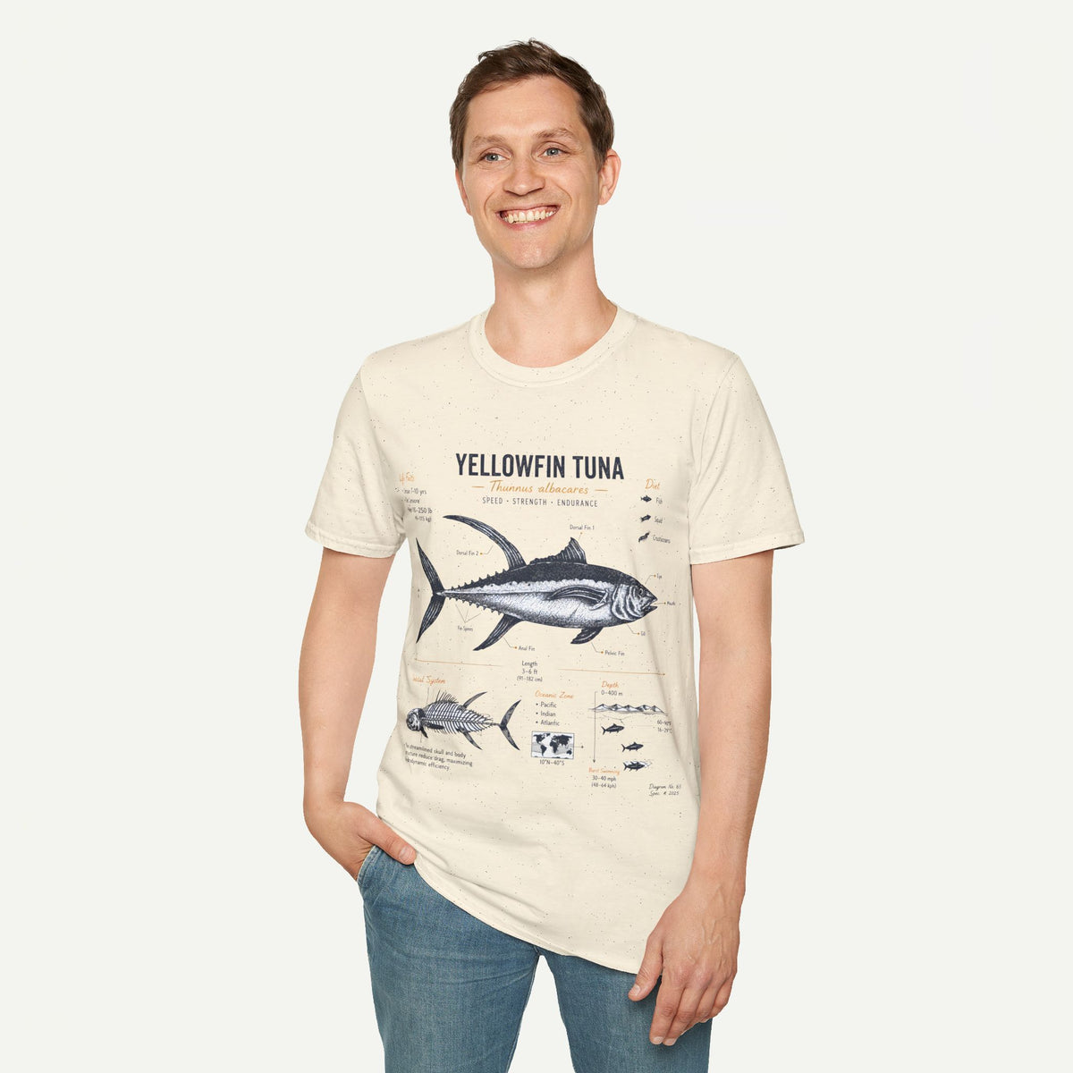 Yellowfin Tuna Anatomy T-Shirt — Vintage Fish ID Graphic Tee