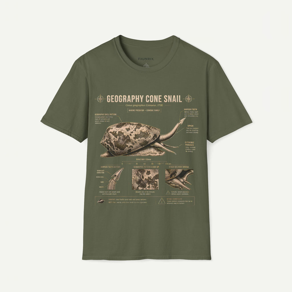 Geography Cone Snail Anatomy T-Shirt — Vintage Scientific Illustration Tee