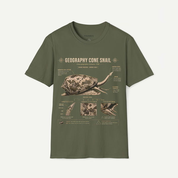 Geography Cone Snail Anatomy T-Shirt — Vintage Scientific Illustration Tee