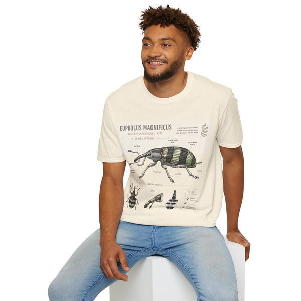 Vintage Botanical Beetle Anatomy T-Shirt — Eupholus Magnificus Illustration
