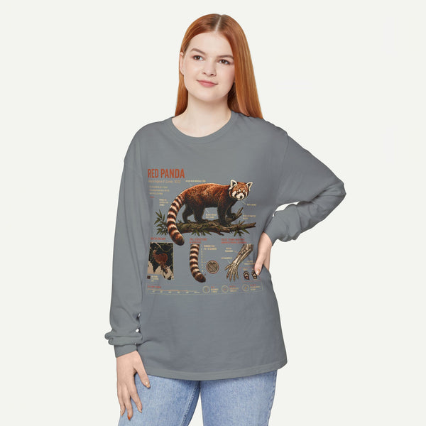 Red Panda Illustrated Long Sleeve Tee — Wildlife Field Guide Shirt