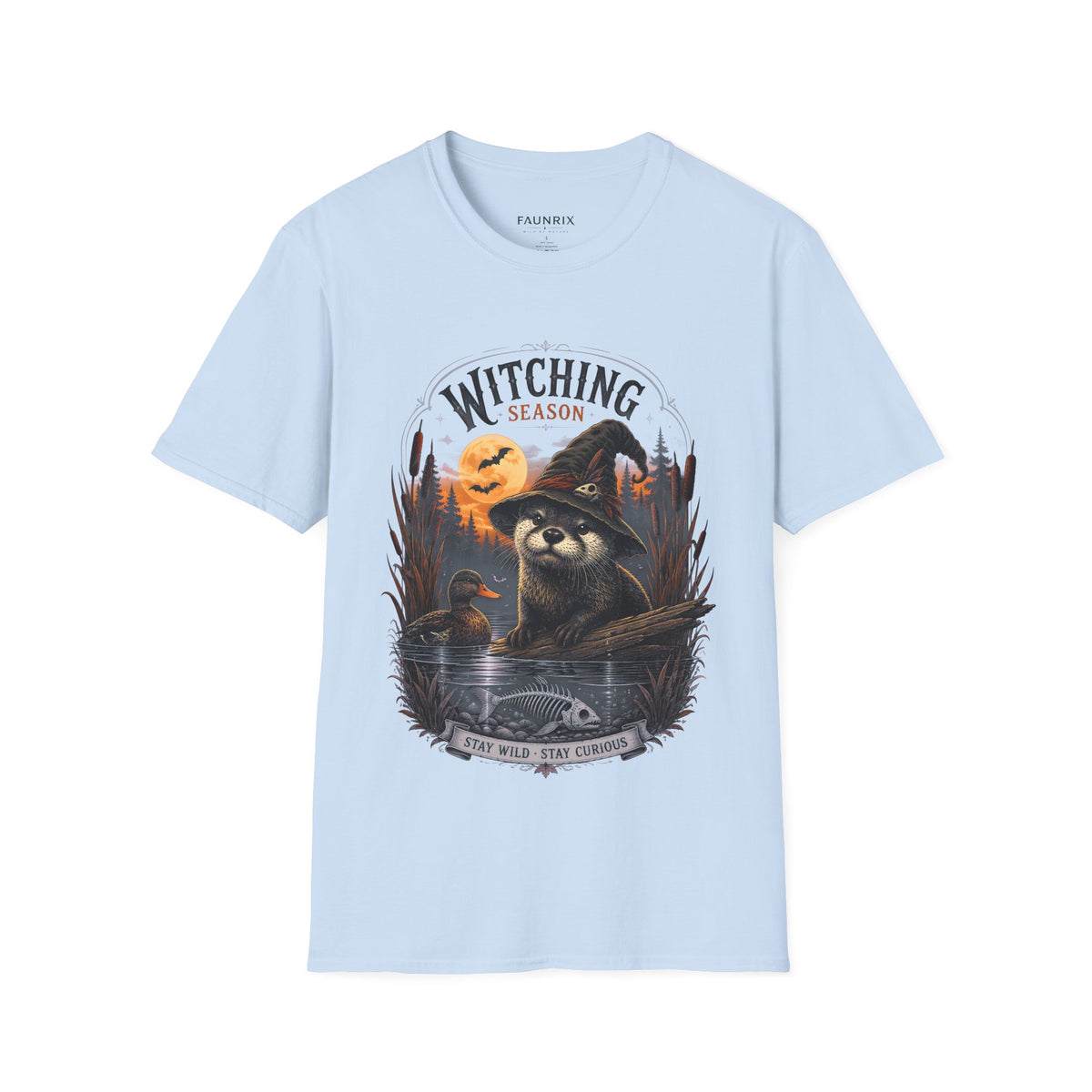 Witching Season T-Shirt — Halloween Witch Raccoon Graphic Tee