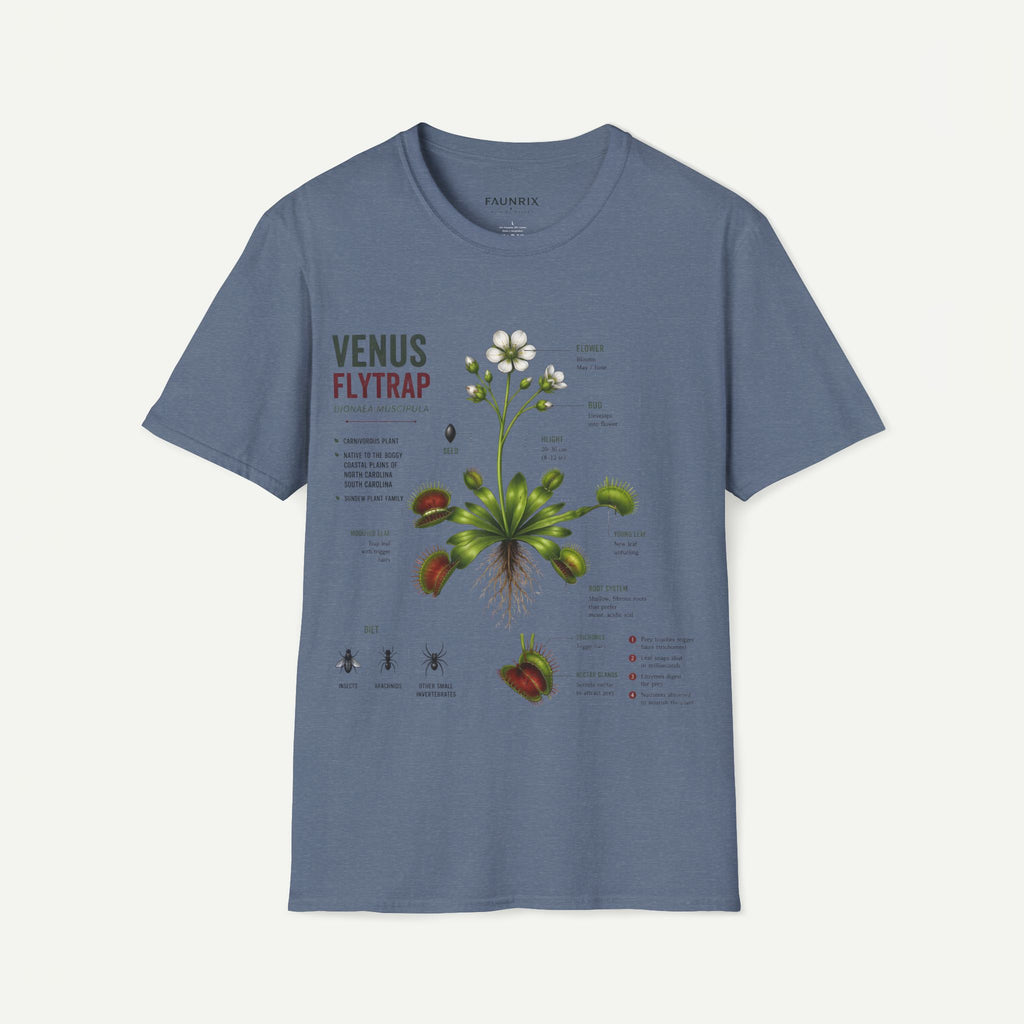 Venus Flytrap Anatomy Botanical T-Shirt – Illustrated Plant Diagram Tee