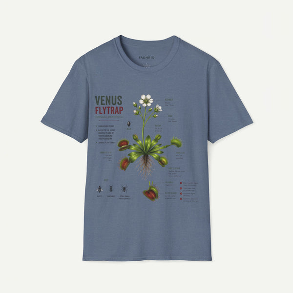 Venus Flytrap Anatomy Botanical T-Shirt – Illustrated Plant Diagram Tee