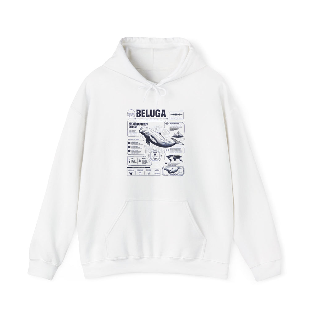 Beluga Whale Graphic Hoodie - Marine Life Diagram Sweatshirt