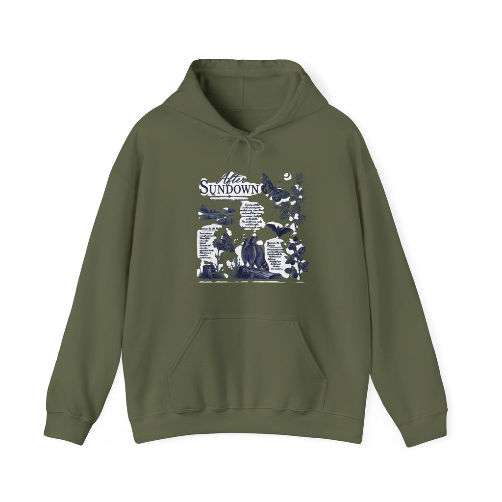 Sunset Foxes Hoodie — "After Sundown" Nature Graphic Pullover