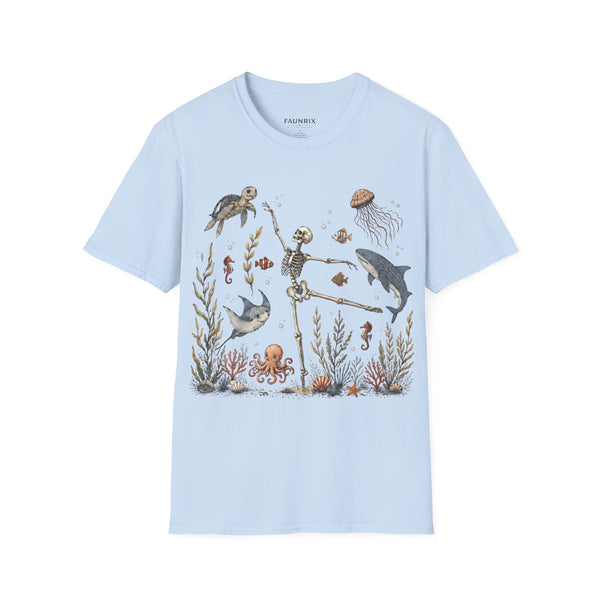 Skeleton & Sea Creatures T-Shirt — Whimsical Underwater Ocean Art Tee