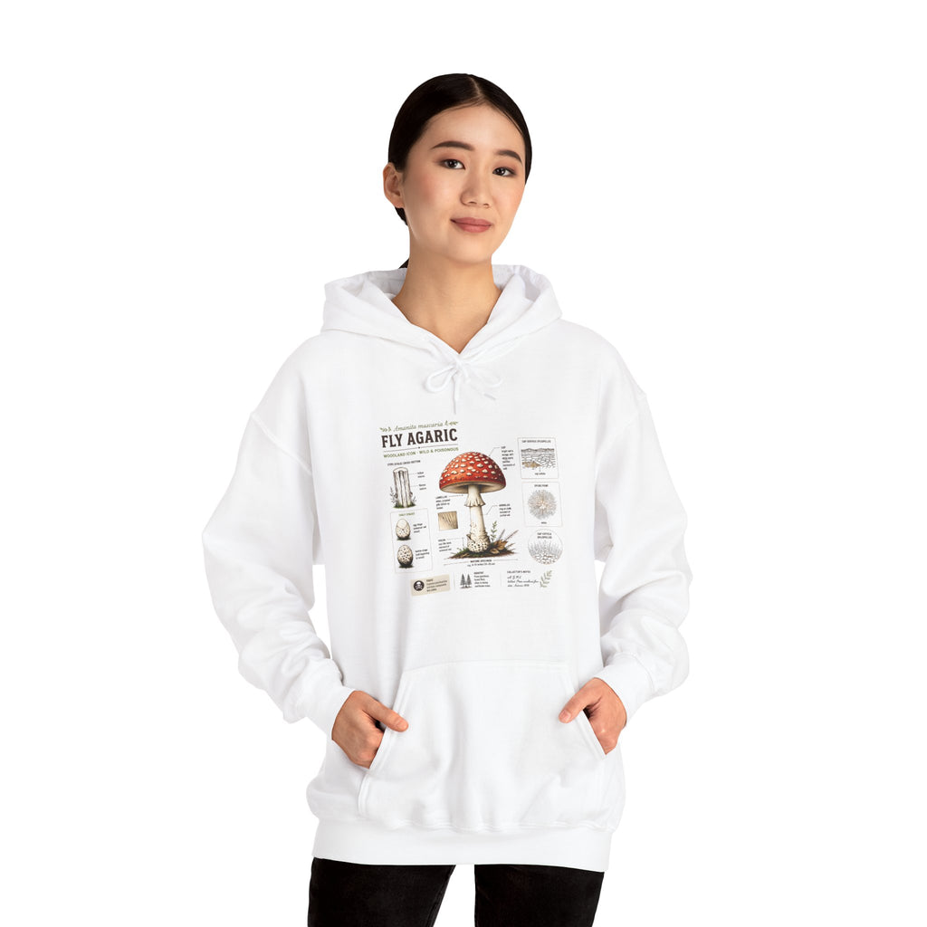 Fly Agaric Mushroom Hoodie – Vintage Mycology Diagram Sweatshirt