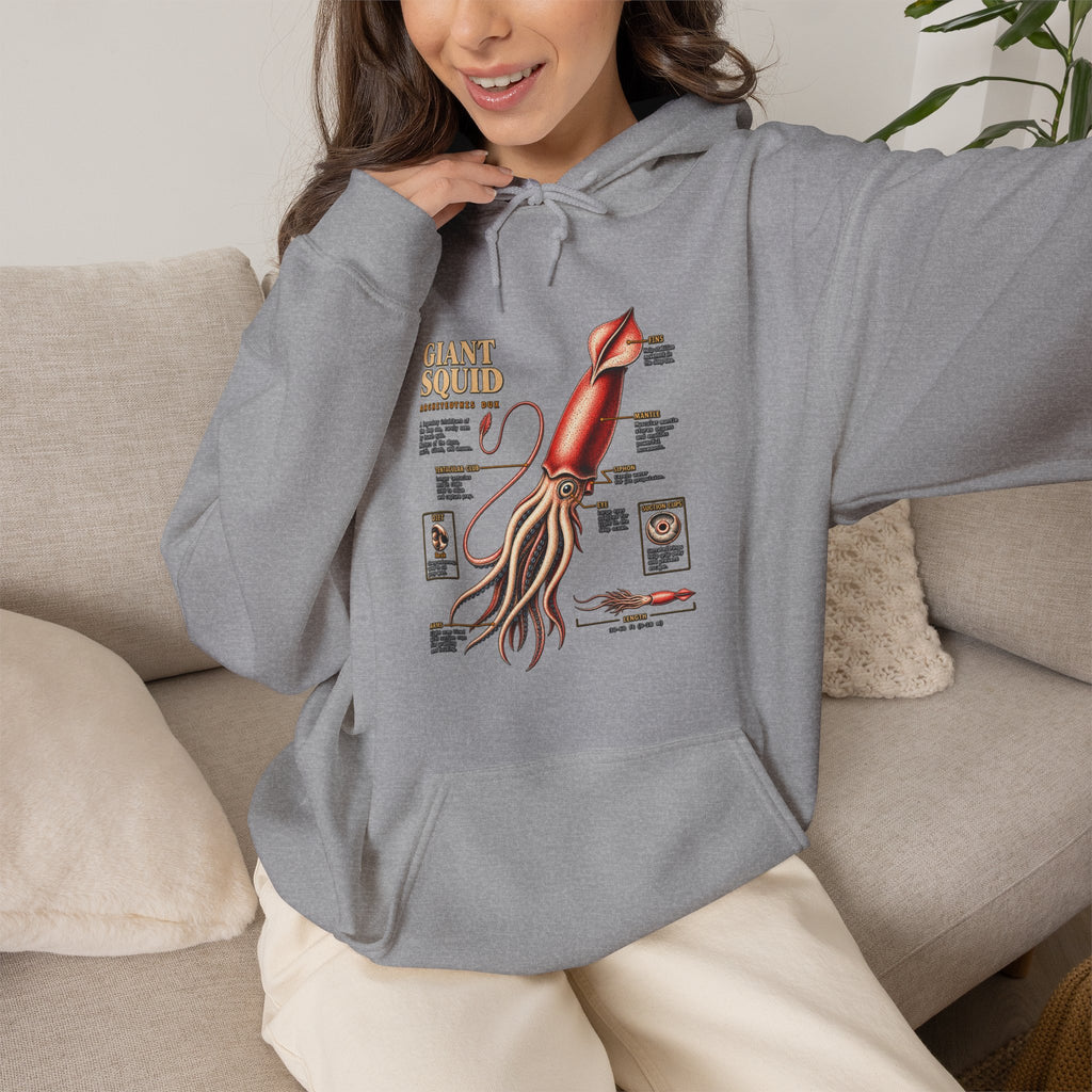 Squid Anatomy Hoodie — Vintage Scientific Illustration Pullover