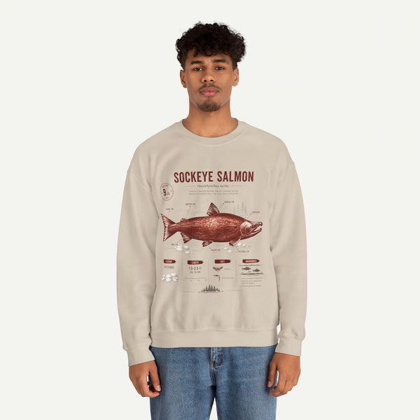 Sockeye Salmon Anatomy Sweatshirt — Vintage Fish Illustration Tee for Anglers & Nature Lovers