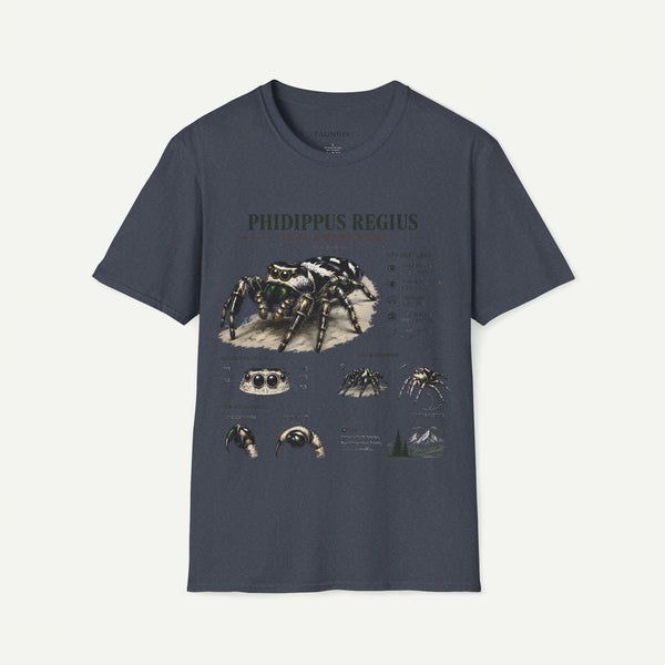 Phidippus Regius Jumping Spider Anatomy T-Shirt — Educational Arachnid Tee
