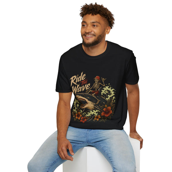 Ride The Wave Surf Skeleton T-Shirt — Vintage Beach Skull Tee