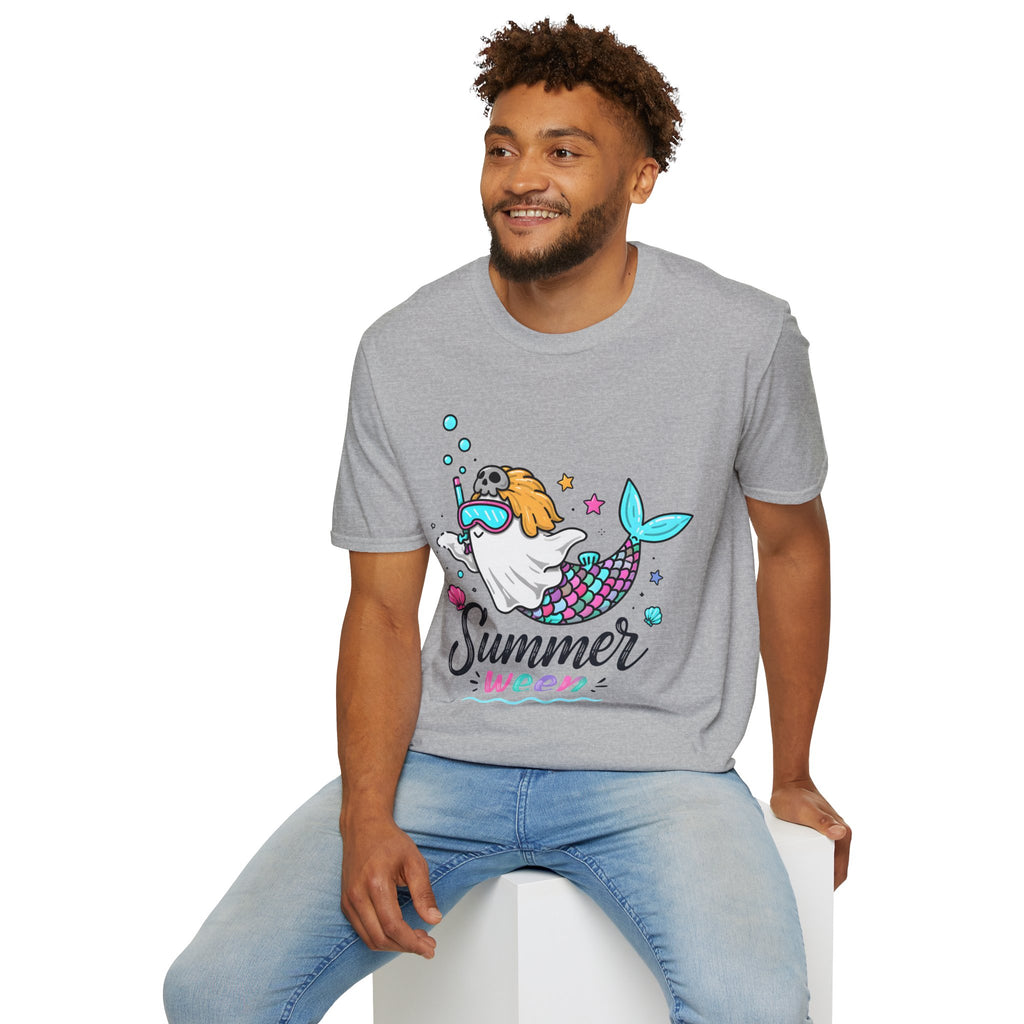 Mermaid Ghost Summerween T-Shirt — Cute Halloween Summer Mashup Tee