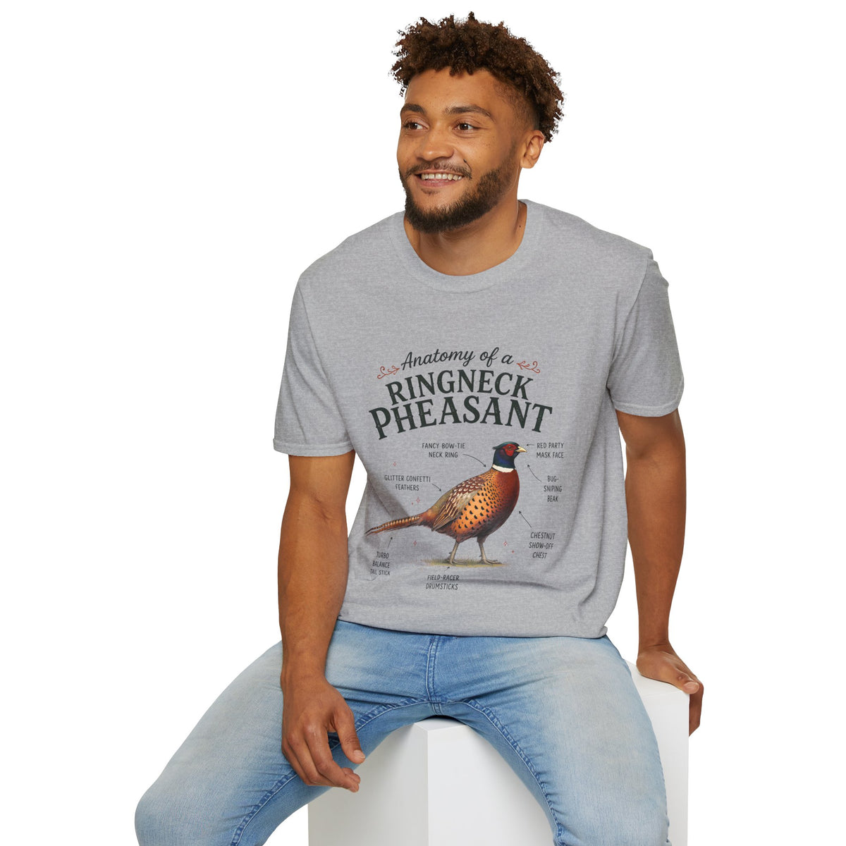 Ringneck Pheasant Anatomy T-Shirt — Illustrated Bird Diagram Tee