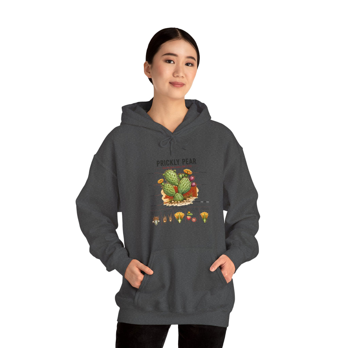 Prickly Pear Botanical Hoodie – Cactus Anatomy Illustrated Sweatshirt