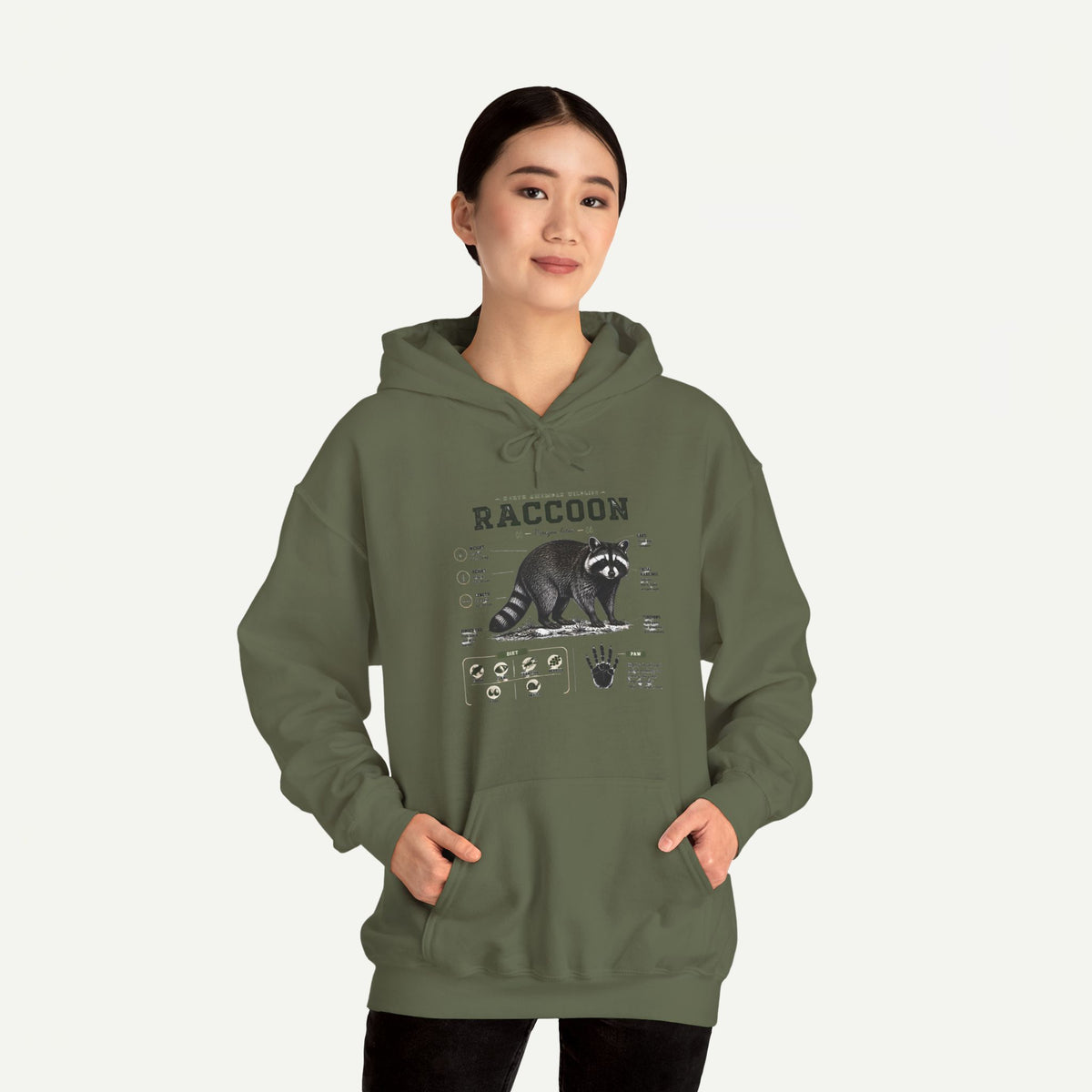 Raccoon Anatomy Hoodie — Vintage Wildlife Illustration Sweatshirt