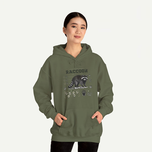 Raccoon Anatomy Hoodie — Vintage Wildlife Illustration Sweatshirt