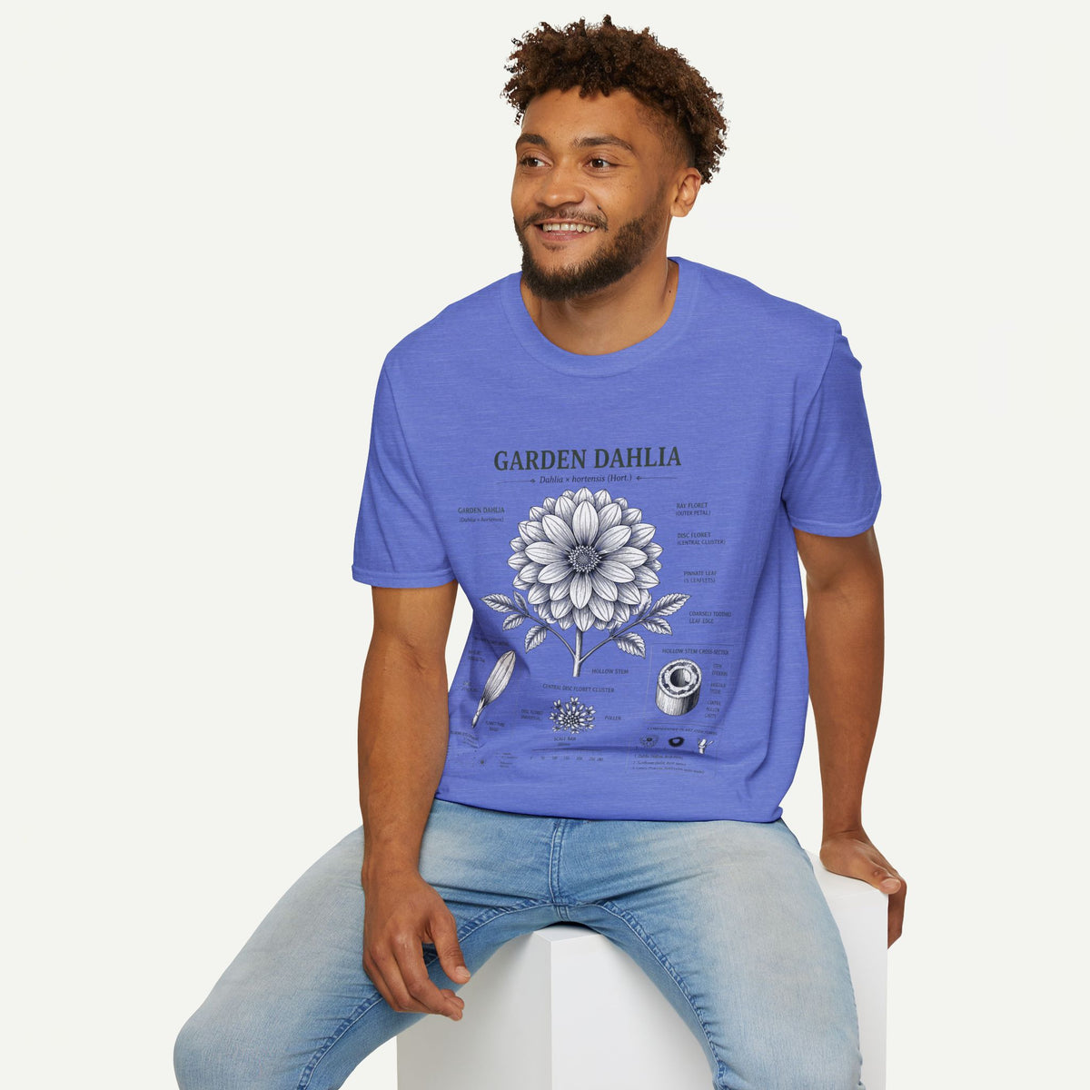 Dahlia Botanical Tee — 'Garden Dahlia' Floral Anatomy T-Shirt