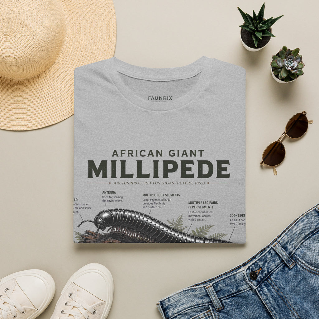 Millipede Anatomy T-Shirt — 'African Giant Millipede' Scientific Graphic Tee